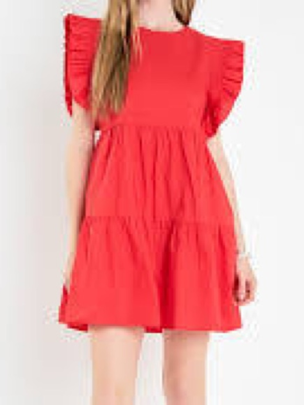 English Factory Women's Medium Ruffled Babydoll Mini Dress Red